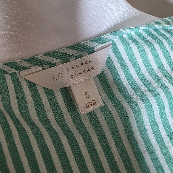 Lauren Conrad Womens Green White Striped Blouse Size Small - Picture 7 of 7